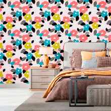 Load image into Gallery viewer, Floral Dots and Chevron Peel & Stick Wallpaper N012046