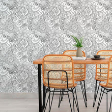 Load image into Gallery viewer, Floral White and Black Peel & Stick Wallpaper N010118