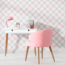 Load image into Gallery viewer, Pink Plaid Peel & Stick Wallpaper N010191