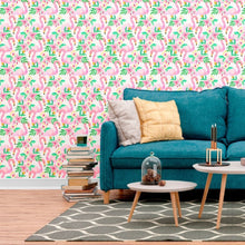 Load image into Gallery viewer, Flamingos and Flowers Peel & Stick Wallpaper N012040