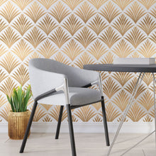 Load image into Gallery viewer, Geometric Art Deco Leaves Peel & Stick Wallpaper N013029