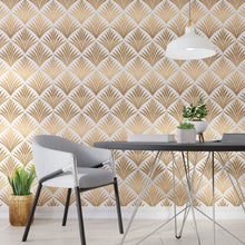 Load image into Gallery viewer, Geometric Art Deco Leaves Peel & Stick Wallpaper N013029