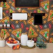 Load image into Gallery viewer, Pizza Neon Peel & Stick Wallpaper N013180