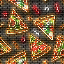 Load image into Gallery viewer, Pizza Neon Peel & Stick Wallpaper N013180