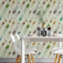 Load image into Gallery viewer, Peacock Feathers Peel & Stick Wallpaper N014047