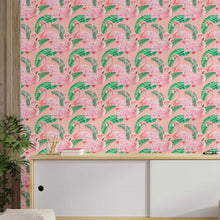 Load image into Gallery viewer, Flamingos and Leaves Peel & Stick Wallpaper N014052