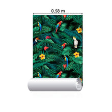 Load image into Gallery viewer, Tropical Leaves and Araras Peel & Stick Wallpaper N014191