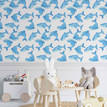 Load image into Gallery viewer, Watercolor Whales Peel & Stick Wallpaper N014206
