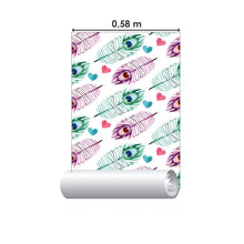 Load image into Gallery viewer, Peacock Feathers Watercolor Peel & Stick Wallpaper N015080