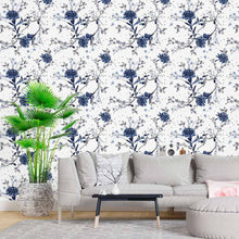 Load image into Gallery viewer, Floral Blue Peel & Stick Wallpaper N015094