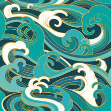 Load image into Gallery viewer, Waves Oriental Peel & Stick Wallpaper N015173