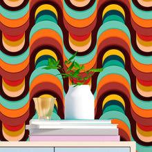 Load image into Gallery viewer, Abstract Waves Retro Peel & Stick Wallpaper N016066