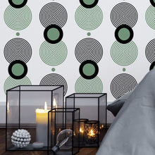 Load image into Gallery viewer, Geometric Green Circles Peel & Stick Wallpaper N016067