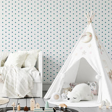 Load image into Gallery viewer, Blue Polka Dots Peel & Stick Wallpaper N04010