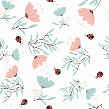 Load image into Gallery viewer, Floral Ladybug Peel & Stick Wallpaper N04021