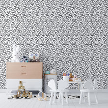 Load image into Gallery viewer, Hearts Black and White Peel & Stick Wallpaper N04022