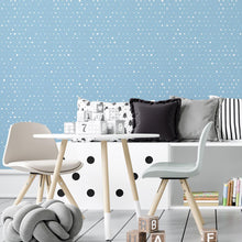 Load image into Gallery viewer, Blue Polka Dots White Peel & Stick Wallpaper N04027