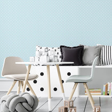 Load image into Gallery viewer, Blue Polka Dots White Peel & Stick Wallpaper N04028
