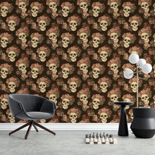 Load image into Gallery viewer, Skull with Flowers Peel & Stick Wallpaper N04063