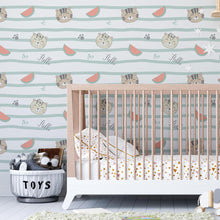 Load image into Gallery viewer, Stripes With Cats Peel & Stick Wallpaper N04073