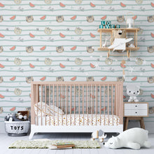 Load image into Gallery viewer, Stripes With Cats Peel & Stick Wallpaper N04073