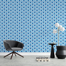 Load image into Gallery viewer, Blue Retro Peel & Stick Wallpaper N04095