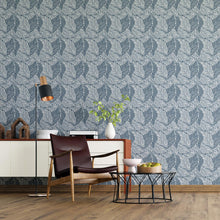 Load image into Gallery viewer, Leaves Blue White Peel & Stick Wallpaper N04105