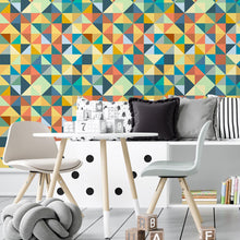 Load image into Gallery viewer, Colorful Triangles Retro Peel & Stick Wallpaper N04130