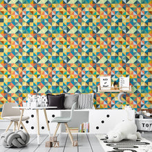 Load image into Gallery viewer, Colorful Triangles Retro Peel & Stick Wallpaper N04130