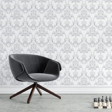 Load image into Gallery viewer, Damask Gray Peel & Stick Wallpaper N04139