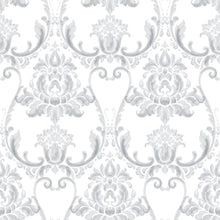 Load image into Gallery viewer, Damask Gray Peel & Stick Wallpaper N04139