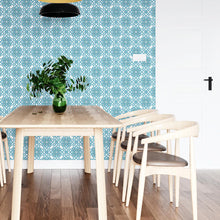 Load image into Gallery viewer, Damask Mandala Blue Peel & Stick Wallpaper N04142