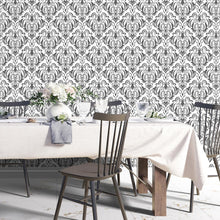 Load image into Gallery viewer, Damask Black and White Retro Peel & Stick Wallpaper N04150
