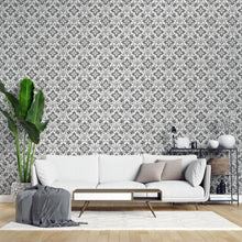 Load image into Gallery viewer, Damask Gray Flowers Peel & Stick Wallpaper N04152