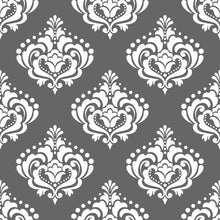 Load image into Gallery viewer, Damask Dark Gray Peel & Stick Wallpaper N04154