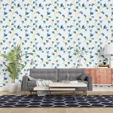 Load image into Gallery viewer, Blue Flowers Watercolor Peel & Stick Wallpaper N04168