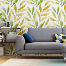 Load image into Gallery viewer, Tropical Watercolor Leaves Peel & Stick Wallpaper N04169