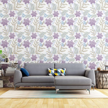 Load image into Gallery viewer, Leaves & Flowers Lilac Peel & Stick Wallpaper N04180
