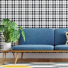 Load image into Gallery viewer, B&W Plaid Peel & Stick Wallpaper N04187