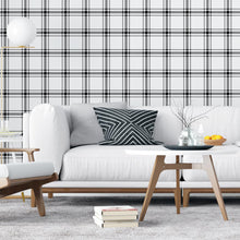 Load image into Gallery viewer, B&W Plaid Peel & Stick Wallpaper N04189