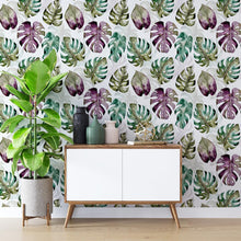 Load image into Gallery viewer, Tropical Watercolor Leaves Peel & Stick Wallpaper N04207