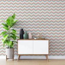 Load image into Gallery viewer, Chevron Orange and Blue Peel & Stick Wallpaper N04213