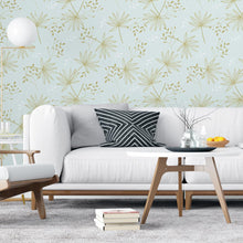 Load image into Gallery viewer, Tropical Leaves Blue Green Peel & Stick Wallpaper N04227