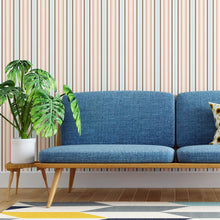 Load image into Gallery viewer, Stripes Pink Blue and Brown Peel & Stick Wallpaper N04242