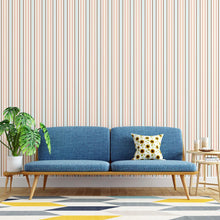 Load image into Gallery viewer, Stripes Pink Blue and Brown Peel & Stick Wallpaper N04242