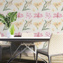 Load image into Gallery viewer, Yellow and Pink Flowers Peel & Stick Wallpaper N04246