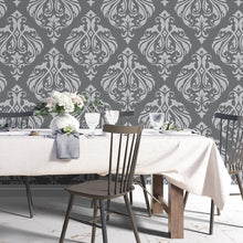 Load image into Gallery viewer, Damask Grey Peel & Stick Wallpaper N04252