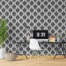 Load image into Gallery viewer, Damask Grey Black Peel & Stick Wallpaper N04256