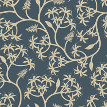 Load image into Gallery viewer, Floral Minimalist Blue and Beige Peel & Stick Wallpaper N04278