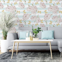 Load image into Gallery viewer, Stripes and Flowers Peel & Stick Wallpaper N04299